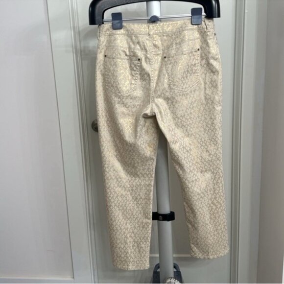 Chico’s Platinum Gold Pattern Jeans/Pants Sz 1.5/10 High Rise Ankle Stretchy - Picture 4 of 7